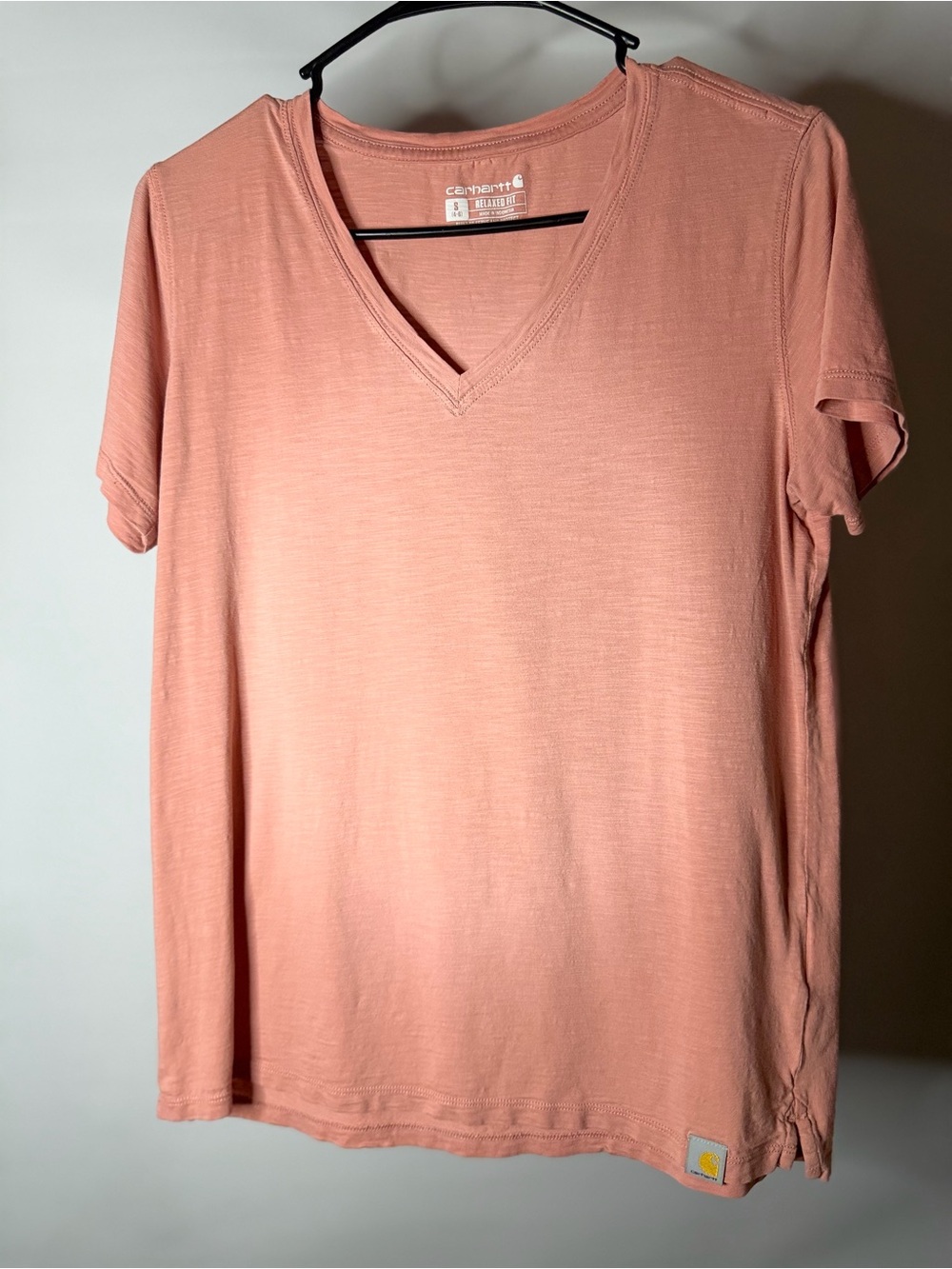 Carhartt Women's Short-Sleeve V-Neck Tee in Peach
